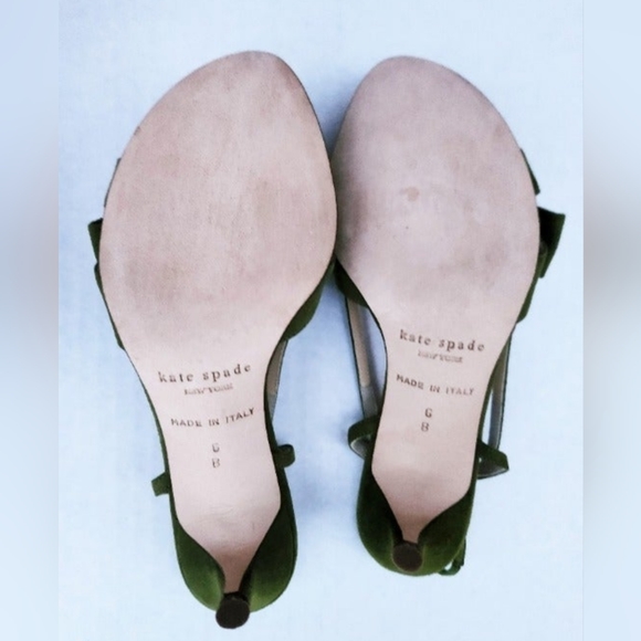 Kate Spade open toe heels (Moss Green /6M) Suade, Made in Italy, gently used - Picture 5 of 14
